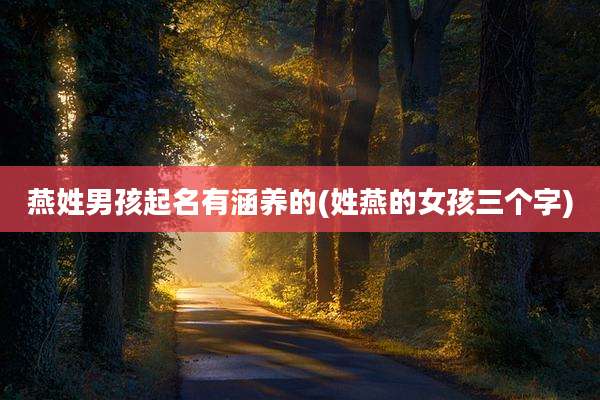 燕姓男孩起名有涵养的(姓燕的女孩三个字)