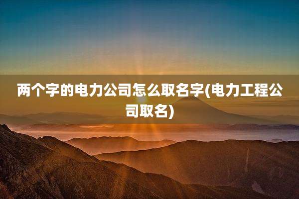 两个字的电力公司怎么取名字(电力工程公司取名)