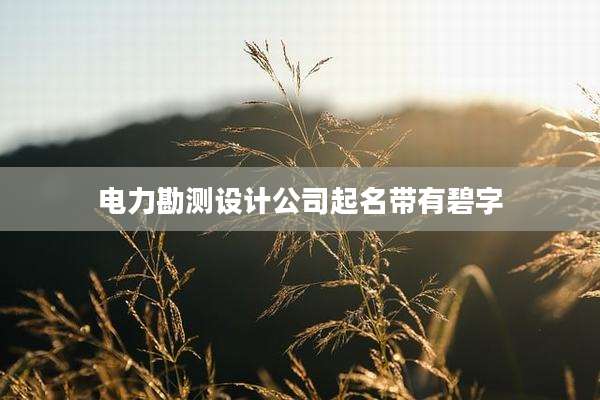 电力勘测设计公司起名带有碧字