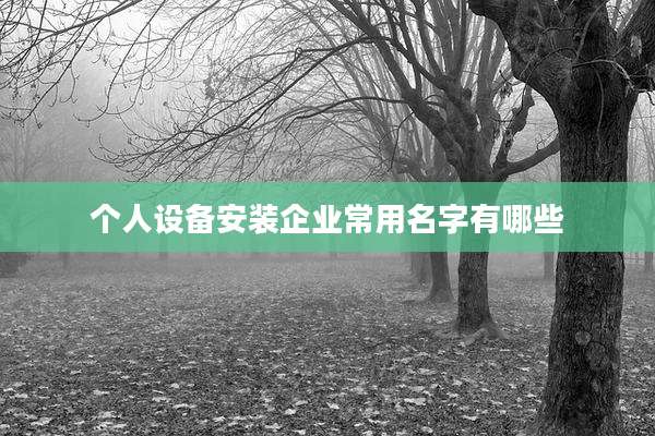 个人设备安装企业常用名字有哪些