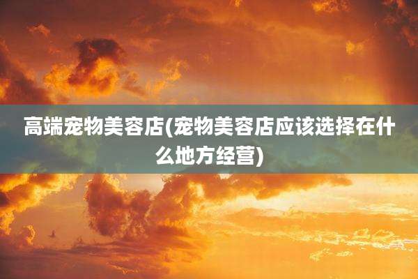 高端宠物美容店(宠物美容店应该选择在什么地方经营)