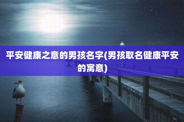 平安健康之意的男孩名字(男孩取名健康平安的寓意)