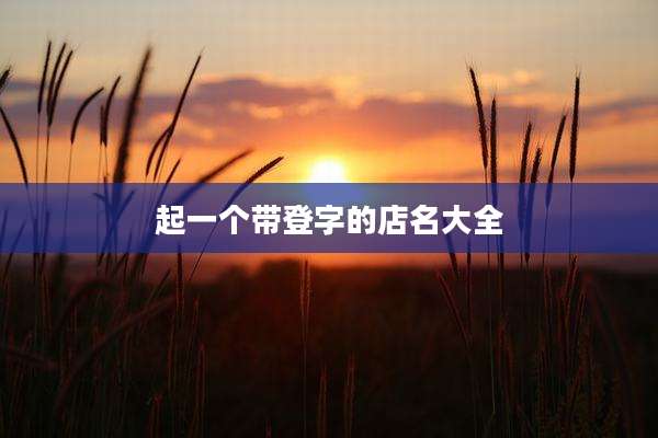 起一个带登字的店名大全