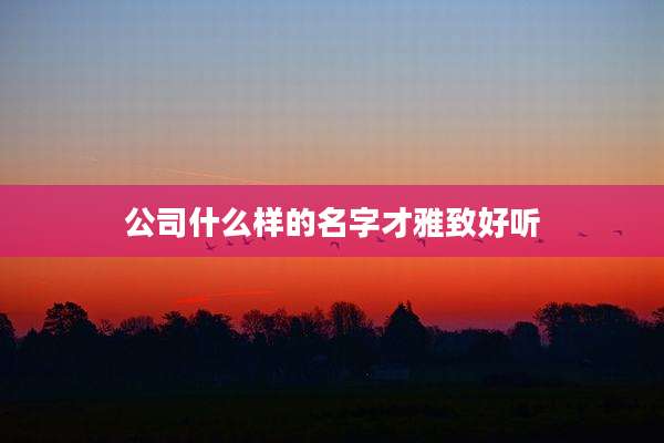 公司什么样的名字才雅致好听
