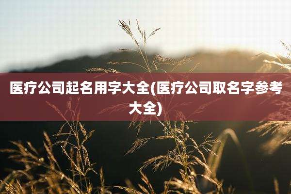 医疗公司起名用字大全(医疗公司取名字参考大全)