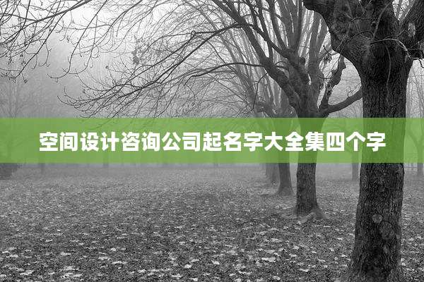 空间设计咨询公司起名字大全集四个字