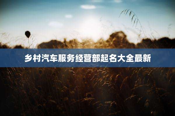 乡村汽车服务经营部起名大全最新