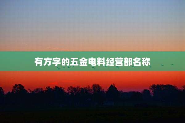 有方字的五金电料经营部名称