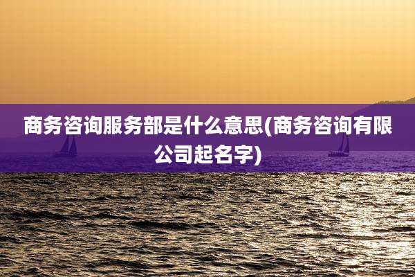 商务咨询服务部是什么意思(商务咨询有限公司起名字)