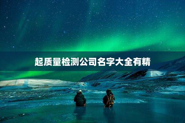 起质量检测公司名字大全有精