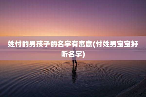 姓付的男孩子的名字有寓意(付姓男宝宝好听名字)