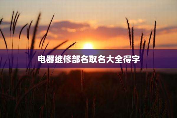 电器维修部名取名大全得字