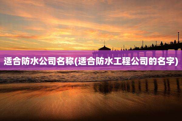 适合防水公司名称(适合防水工程公司的名字)