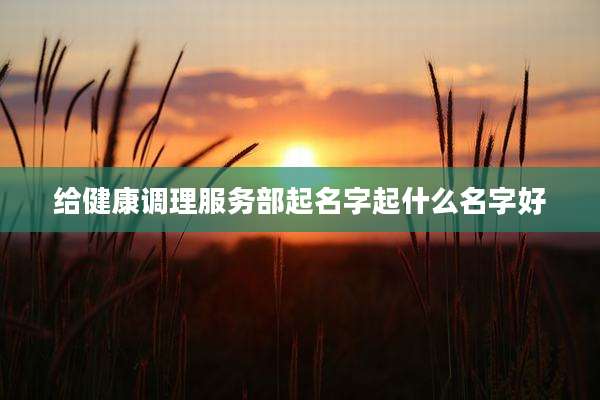 给健康调理服务部起名字起什么名字好