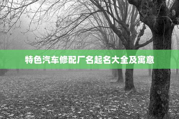 特色汽车修配厂名起名大全及寓意