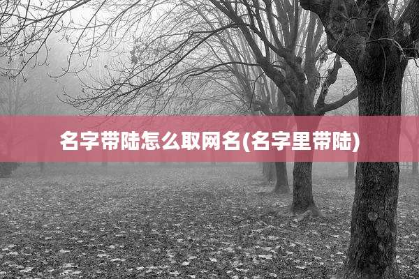 名字带陆怎么取网名(名字里带陆)