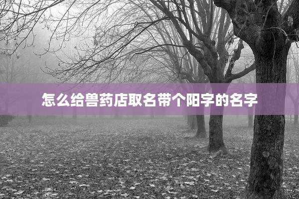 怎么给兽药店取名带个阳字的名字