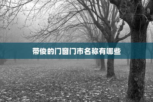 带俊的门窗门市名称有哪些