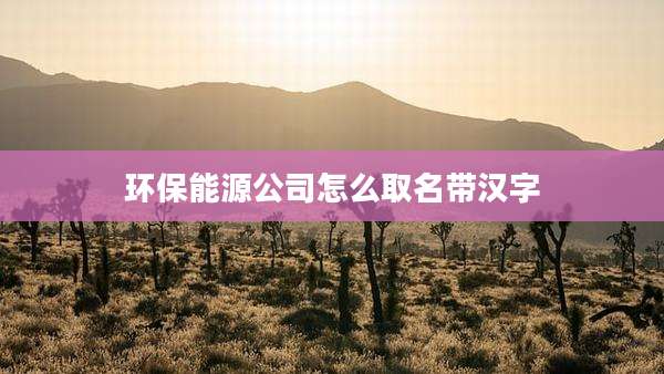 环保能源公司怎么取名带汉字
