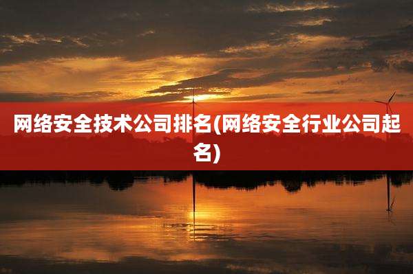 网络安全技术公司排名(网络安全行业公司起名)