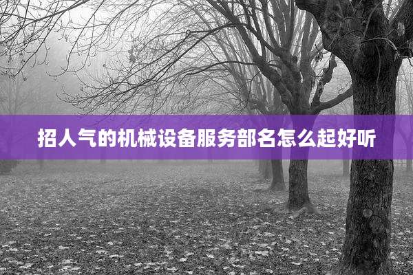 招人气的机械设备服务部名怎么起好听