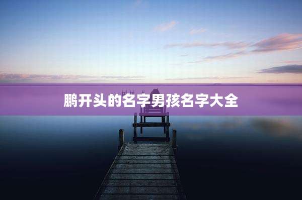 鹏开头的名字男孩名字大全