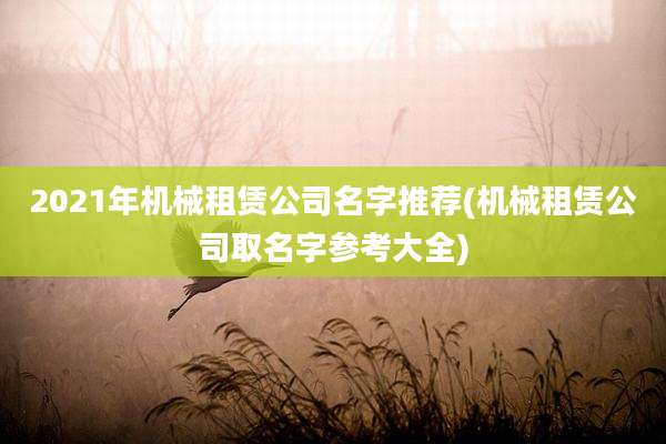 2021年机械租赁公司名字推荐(机械租赁公司取名字参考大全)