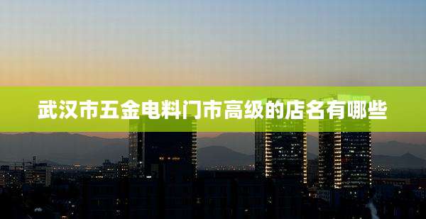 武汉市五金电料门市高级的店名有哪些