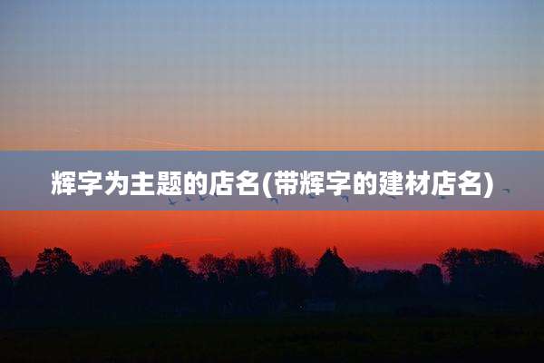 辉字为主题的店名(带辉字的建材店名)
