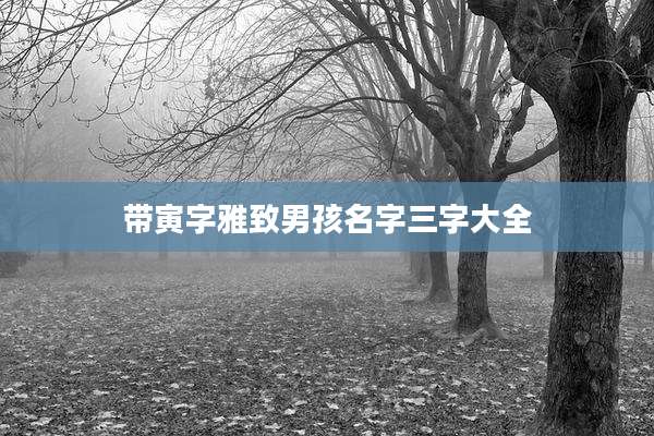 带寅字雅致男孩名字三字大全