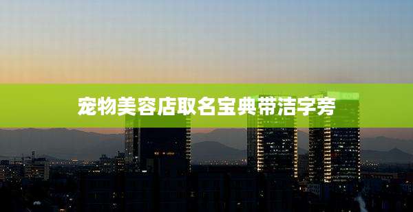 宠物美容店取名宝典带洁字旁