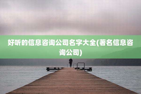 好听的信息咨询公司名字大全(著名信息咨询公司)
