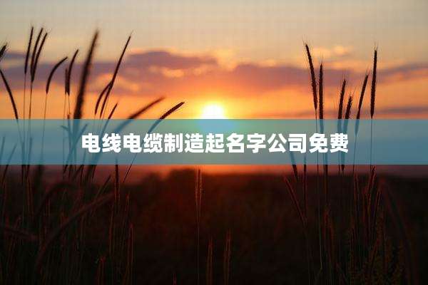电线电缆制造起名字公司免费