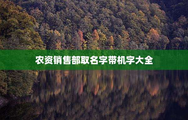 农资销售部取名字带机字大全