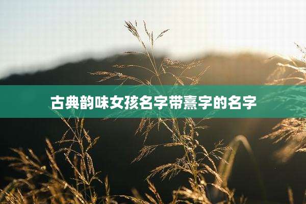 古典韵味女孩名字带熹字的名字