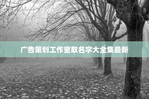 广告策划工作室取名字大全集最新