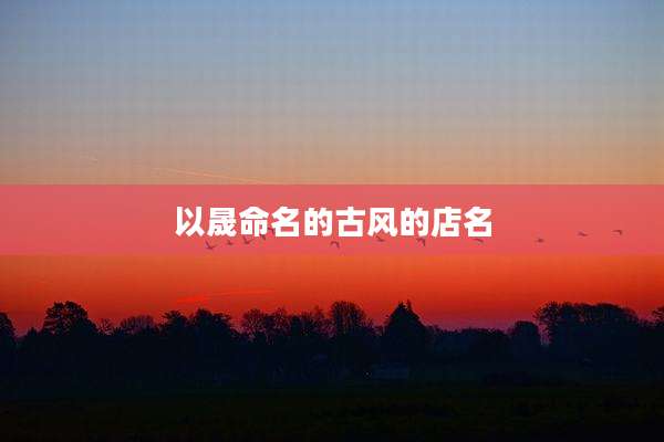 以晟命名的古风的店名