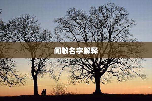 闻敏名字解释