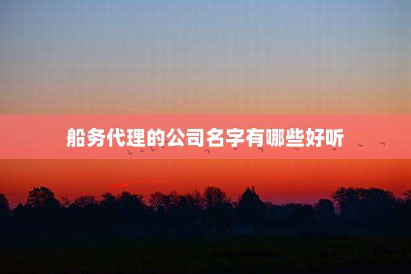 船务代理的公司名字有哪些好听