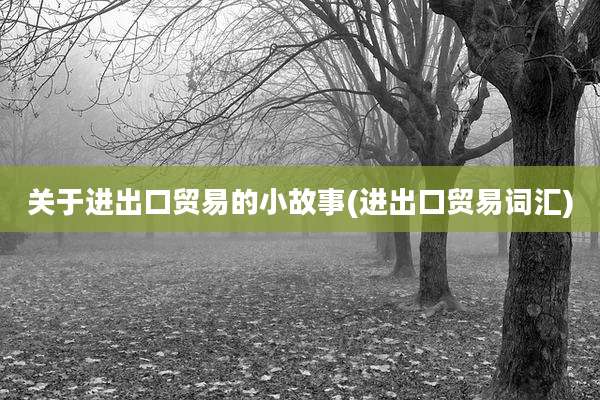 关于进出口贸易的小故事(进出口贸易词汇)