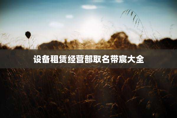设备租赁经营部取名带宸大全