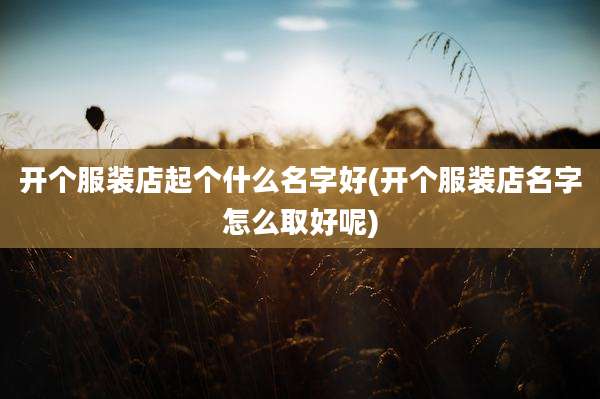 开个服装店起个什么名字好(开个服装店名字怎么取好呢)