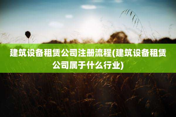 建筑设备租赁公司注册流程(建筑设备租赁公司属于什么行业)