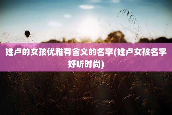 姓卢的女孩优雅有含义的名字(姓卢女孩名字好听时尚)