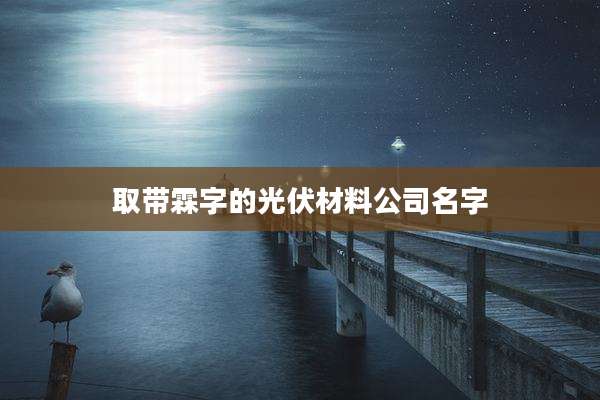 取带霖字的光伏材料公司名字