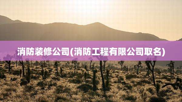 消防装修公司(消防工程有限公司取名)