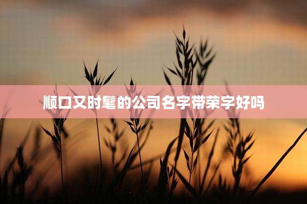 顺口又时髦的公司名字带荣字好吗
