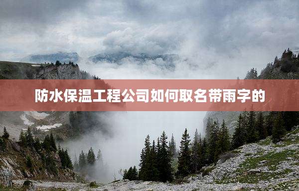 防水保温工程公司如何取名带雨字的