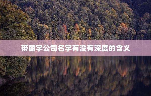 带丽字公司名字有没有深度的含义