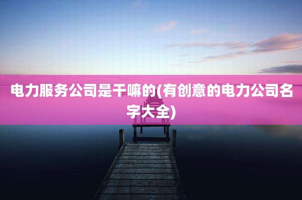 电力服务公司是干嘛的(有创意的电力公司名字大全)